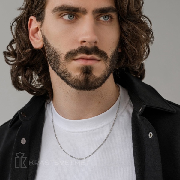 Цепь из белого золота 585, плетение «Нонна»